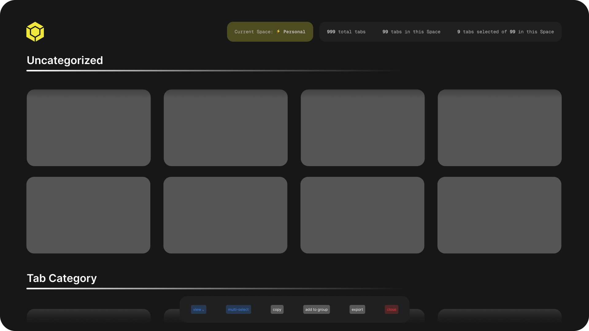Tesseract Tab Manager interface